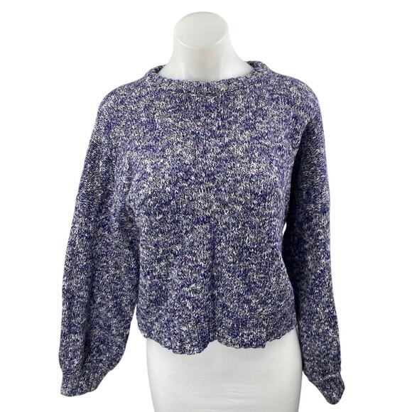 Something Navy Women's Blue 100% Merino Wool Long Sleeve Sweater Top Size M - Picture 1 of 4